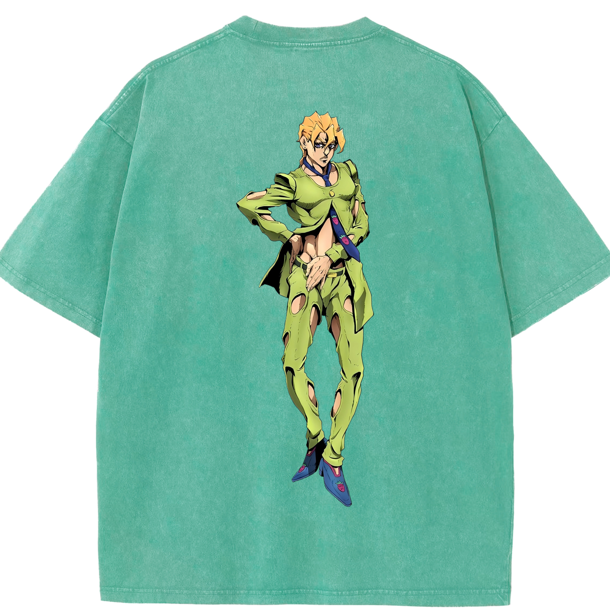 （画像用） ジョジョの奇妙な冒険 パンナコッタ?フー JoJo's Bizarre Adventure Pannacotta Fugo 綿100% ヴィンテージ風 半袖Tシャツ（背面プリント）